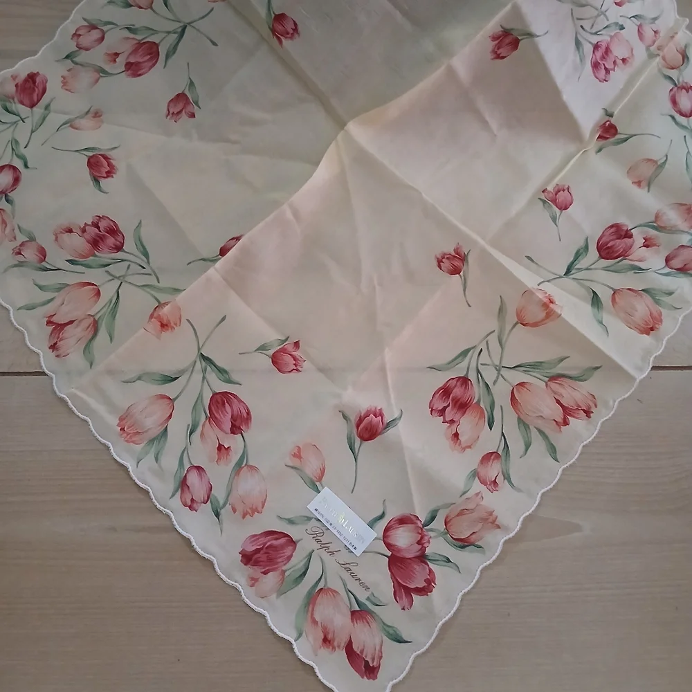 Ralph Lauren Tulip Print Handkerchief! A True Beauty! Beautiful Piece! - Picture 5 of 7